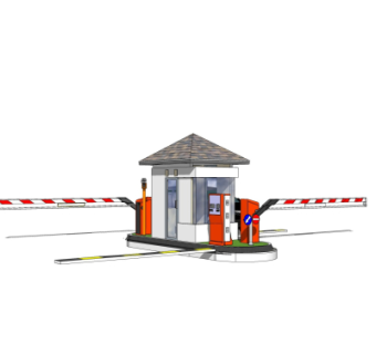 现代门卫岗亭栏杆su模型