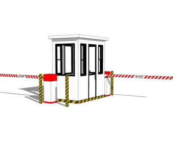 现代门卫亭栏杆su模型