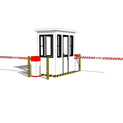 现代门卫亭栏杆su模型