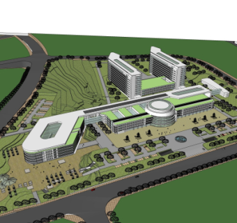 现代商业区规划su模型