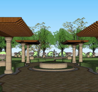 欧式公园景观su模型