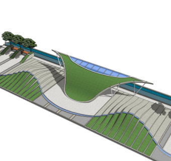 现代人行道景观su模型