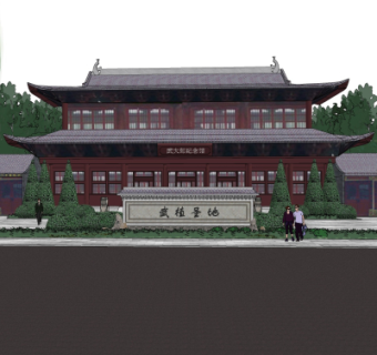 中式纪念馆su模型