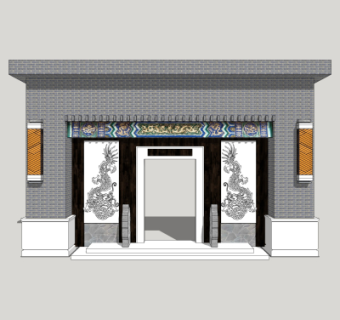 中式古建门面门头su模型