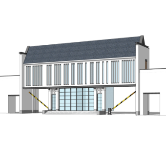 中式小区大门入口su模型