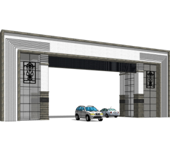 现代大门入口免费su模型