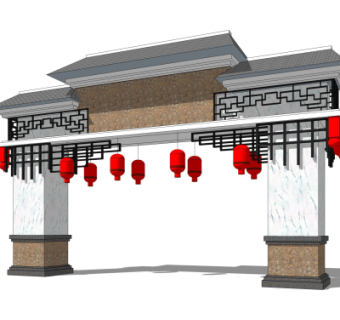 中式牌坊免费su模型