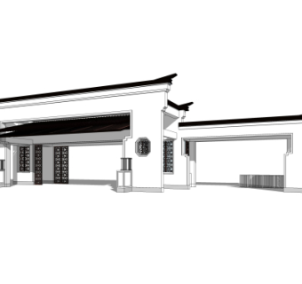 中式小区大门入口免费su模型