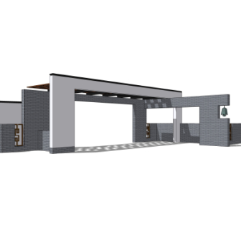 中式小区大门入口免费su模型