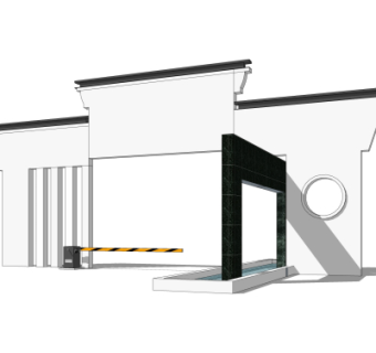 中式小区大门入口免费su模型