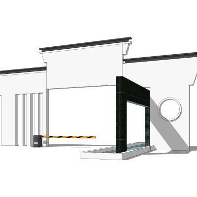 中式小区大门入口su模型