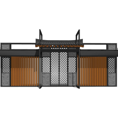 中式大门入口su模型