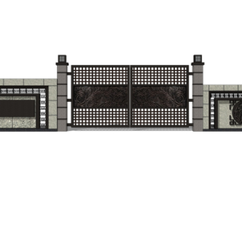 中式大门入口免费su模型