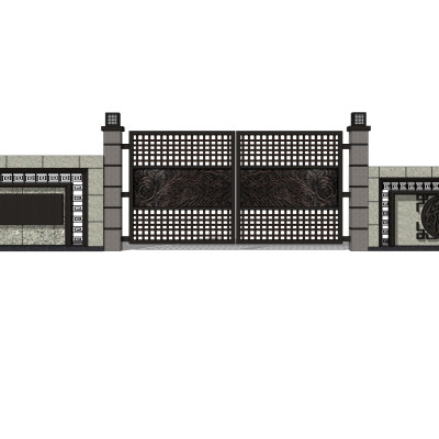 中式大门入口su模型