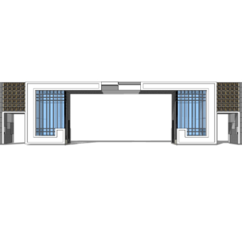 中式小区大门入口免费su模型