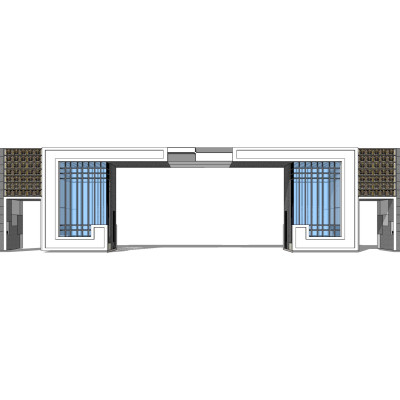 中式小区大门入口su模型