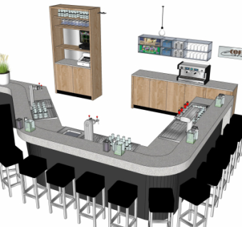 现代吧台su模型
