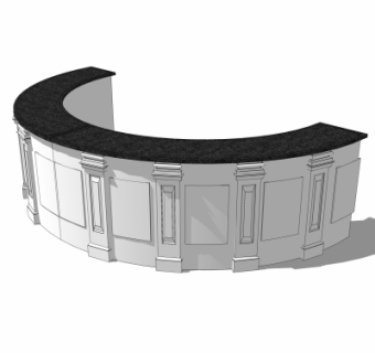 现代吧台su模型