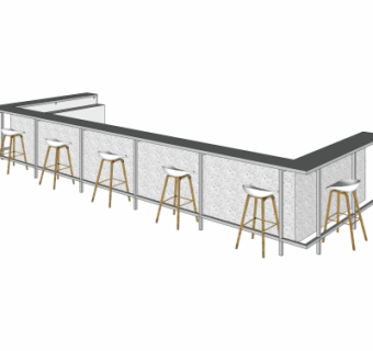 现代吧台su模型