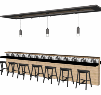 现代吧台su模型