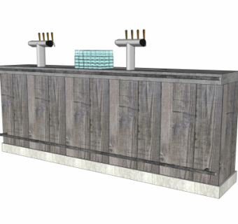 现代吧台su模型