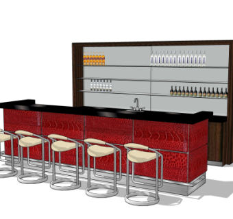 现代吧台su模型