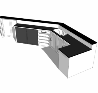 现代吧台su模型