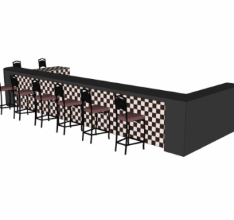 现代吧台su模型