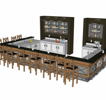 现代吧台su模型