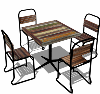 工业风休闲桌椅su模型