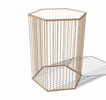 现代金属玻璃边几su模型
