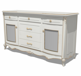 欧式雕花边柜su模型