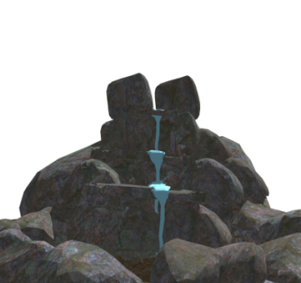 自然风假山流水小品su模型