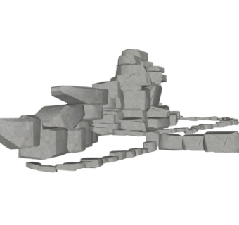 自然风假山su模型