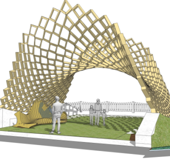 现代廊架su模型