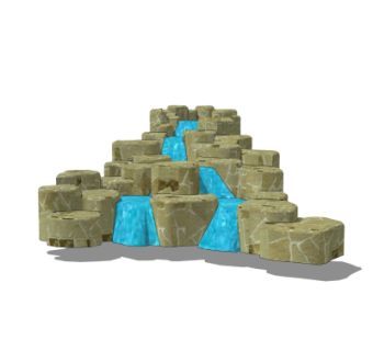 自然风假山流水小品su模型