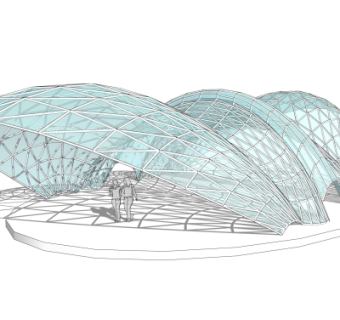 现代玻璃廊架su模型