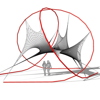 现代张拉膜雨棚su模型
