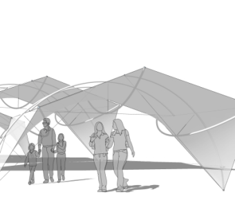 现代张拉膜雨棚su模型