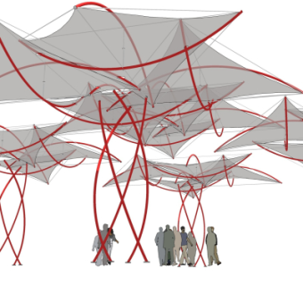 现代张拉膜雨棚su模型