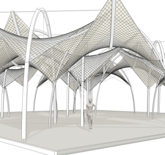 现代张拉膜雨棚su模型
