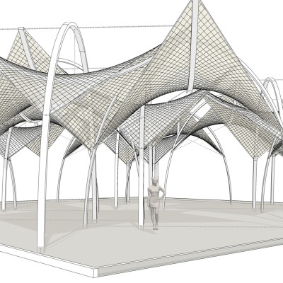 现代张拉膜雨棚su模型