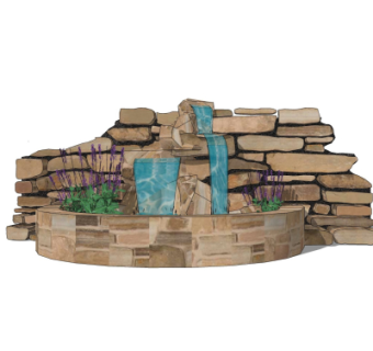 自然风假山叠水su模型