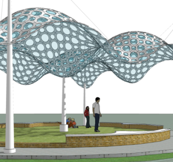 现代雨棚su模型