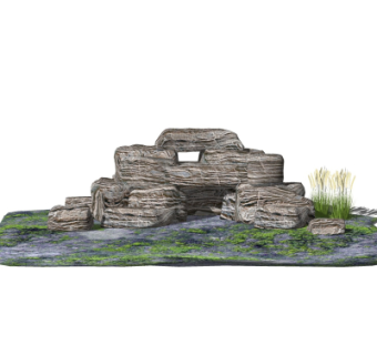 自然风假山su模型