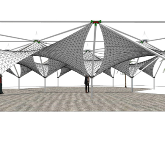 现代张拉膜雨棚su模型