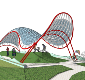 现代雨棚su模型
