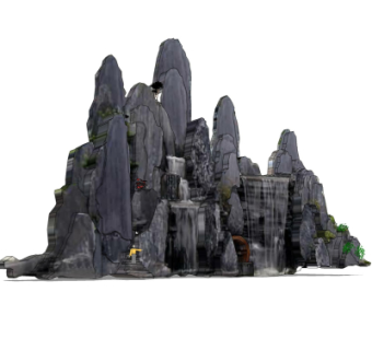 自然风假山流水小品su模型