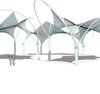 现代张拉膜雨棚su模型