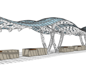 工业风雨棚su模型
